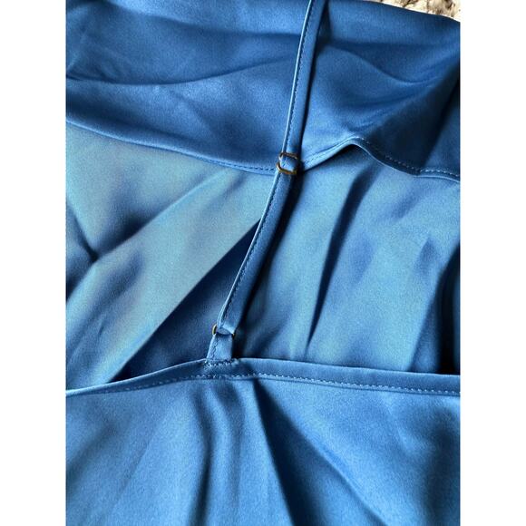 Ramy Brooks NWT Abigail Blue Cowl Neck Satin Blouse Tank Top Cami size XL - Picture 8 of 14